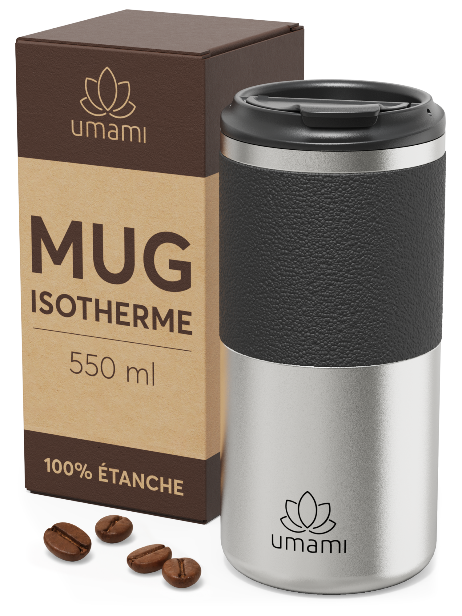 Thermobecher Schwarz & Metall 550 ml